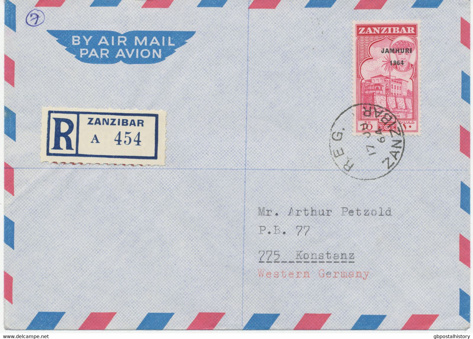 ZANZIBAR 1964, Independence – Republic Issue Overprinted By Bradbury, Wilkinson On Definitive 10Sh Extremely Rare Single - Zanzibar (1963-1968)