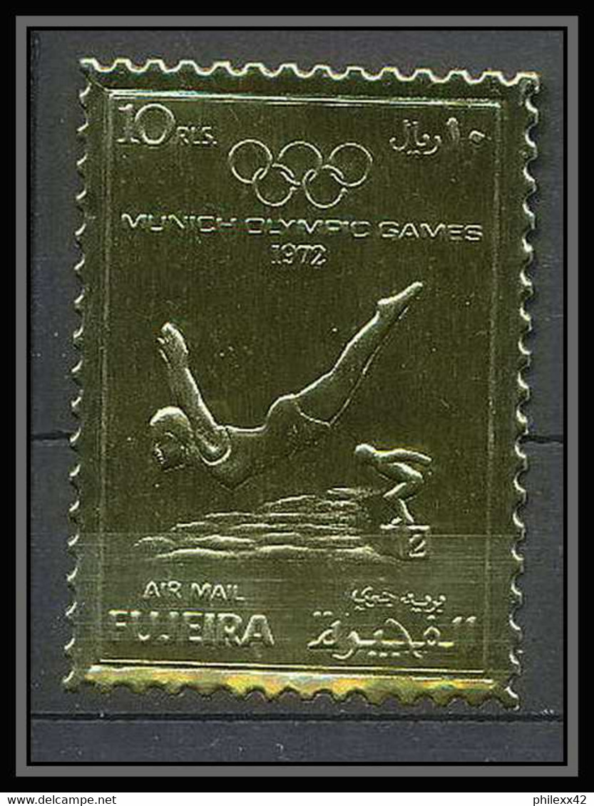 037 Fujeira N°1282 Jeux Olympiques Olympic Games 1972 Munich OR Gold Stamps Plongeon Diving - Fujeira