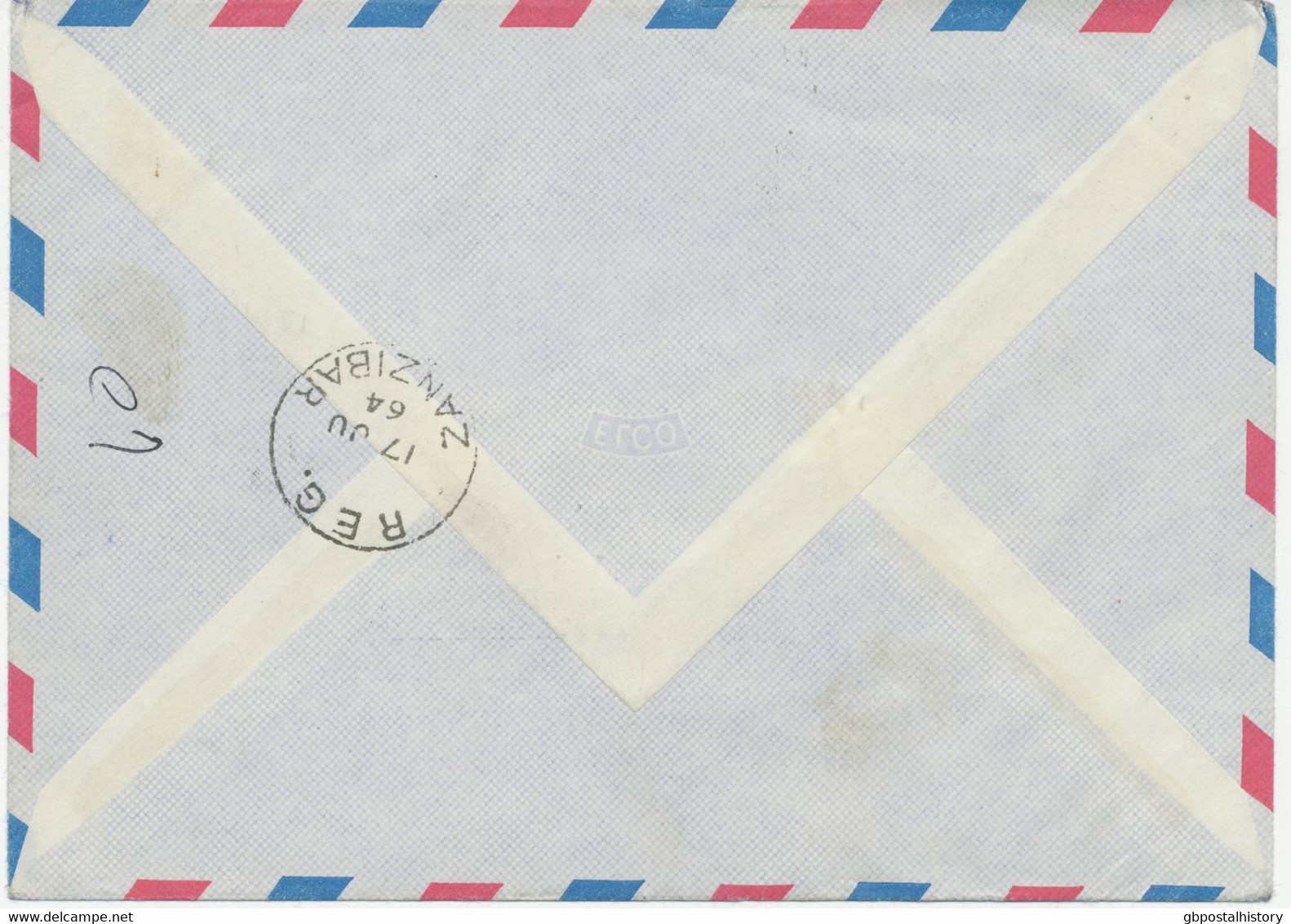 ZANZIBAR 1964, Independence – Republic Issue Overprinted By Bradbury, Wilkinson On Superb Registered Airmail Cover With - Zanzibar (1963-1968)