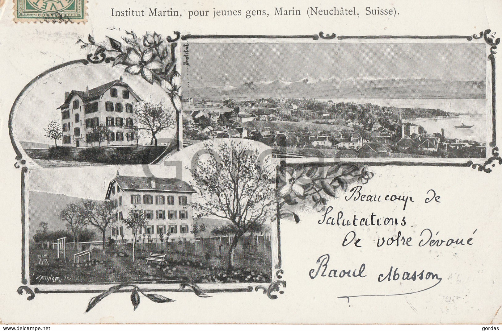 Switzerland - Neuchatel - Marin - Institut Martin,  Pour Jeunes Gens - Marin