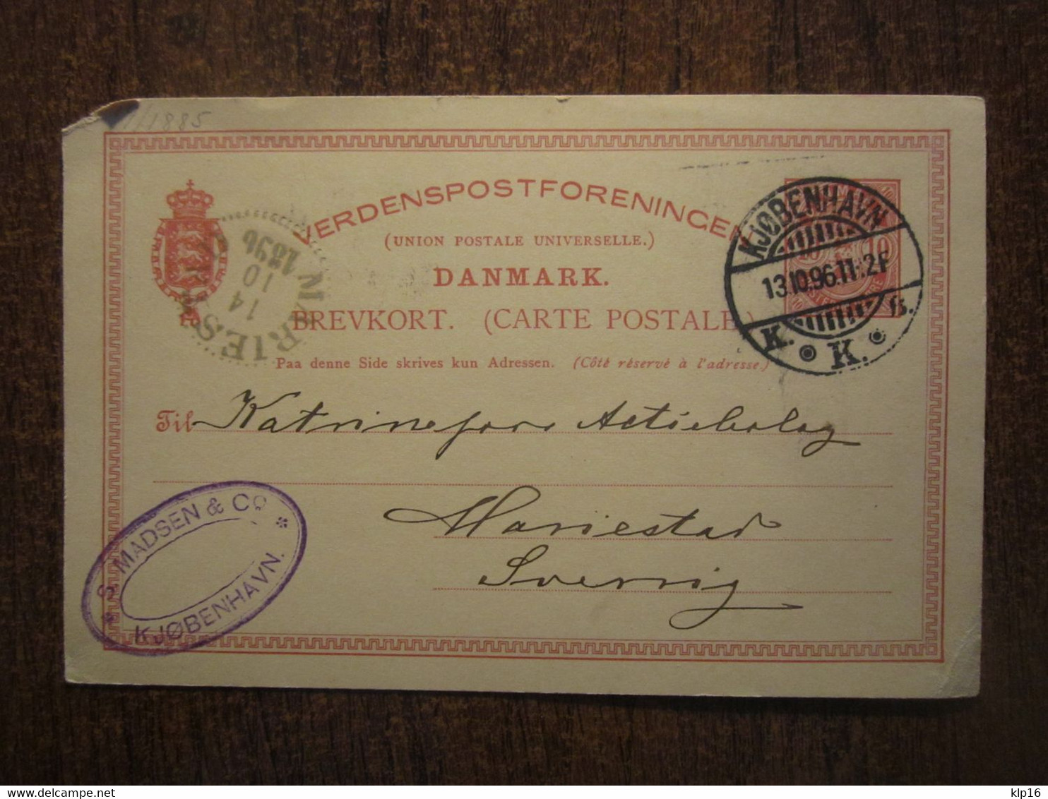 1896 DENMARK COPENHAGEN STATIONERY - Covers & Documents