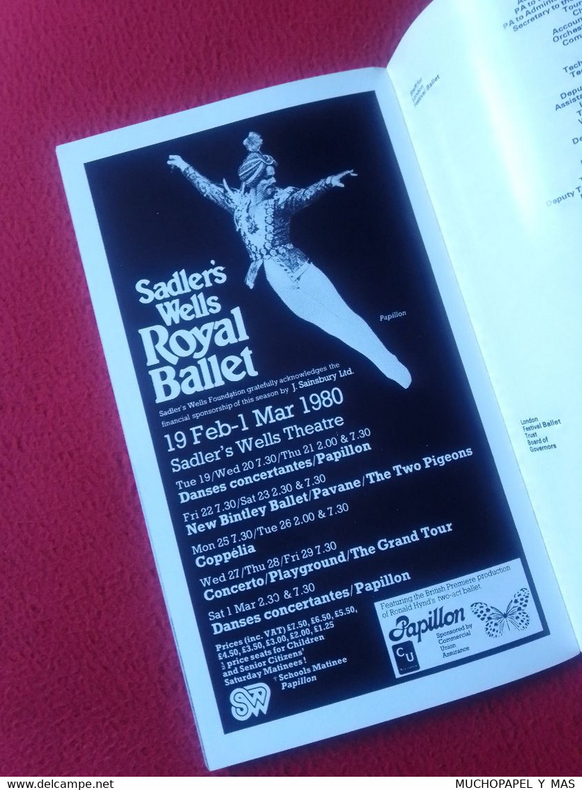 ANTIGUA GUÍA PROGRAMA O SIMIL LONDON FESTIVAL THE BALLET NUTCRACKER RONALD HYND 1979 1980 ROYAL HALL GREATER..ENGLAND...