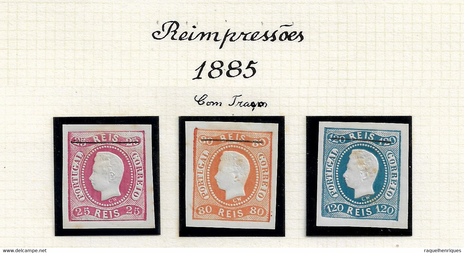 PORTUGAL - D.LUIS I FITA CURVA NÃO DENTEADOS REPRINT (COM TRAÇO) 1885 MH NG (STB14-113) - Prove E Ristampe