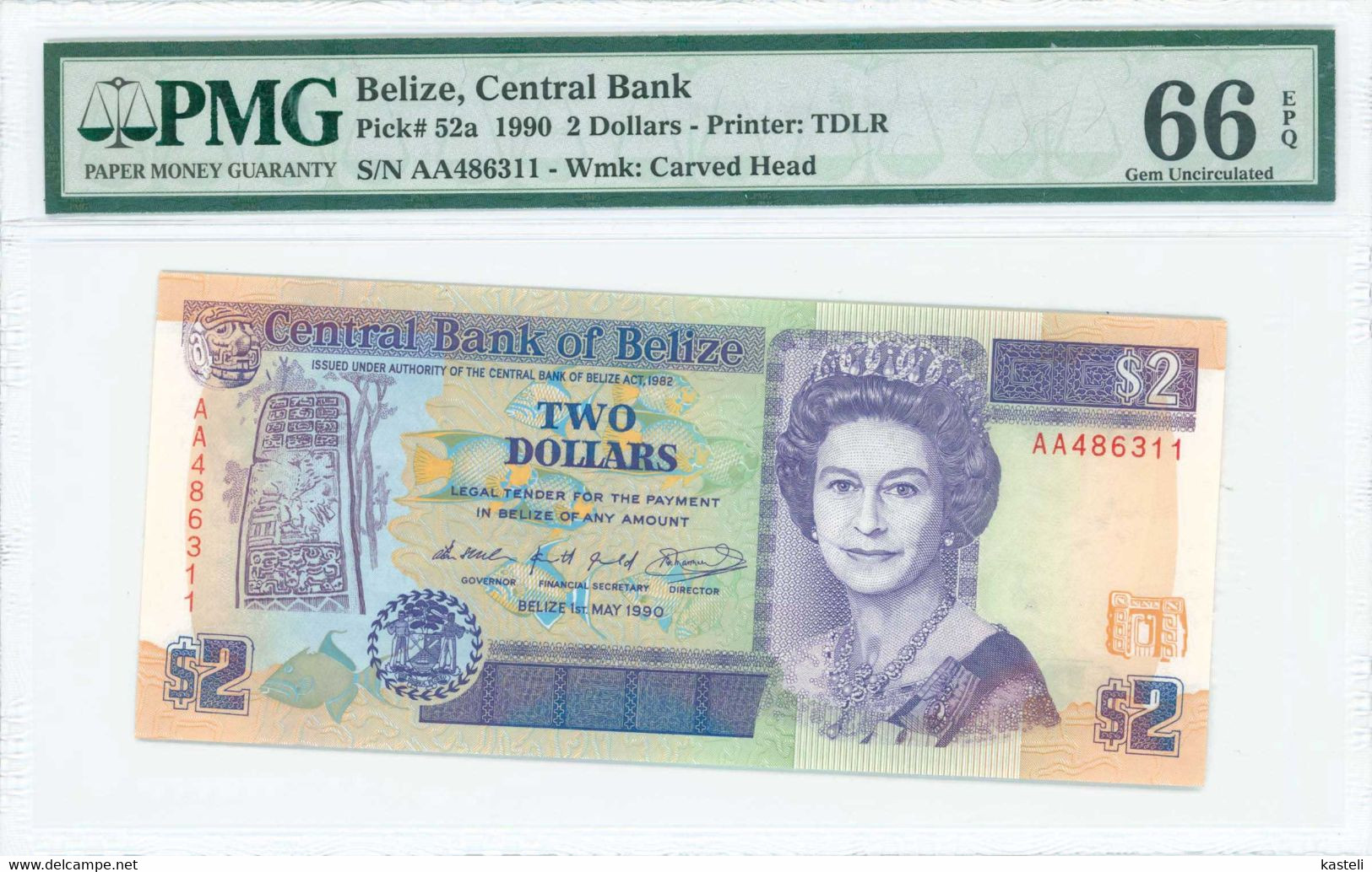 BELIZE  2 Dollars (1.5.1990) - Belice