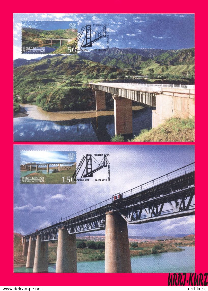 KYRGYZSTAN 2018 Architecture Bridges Automobile Bridge Kara-Kul & Railway Bridge Naryn River Maxicard Maximum Card Cards - Kirguistán