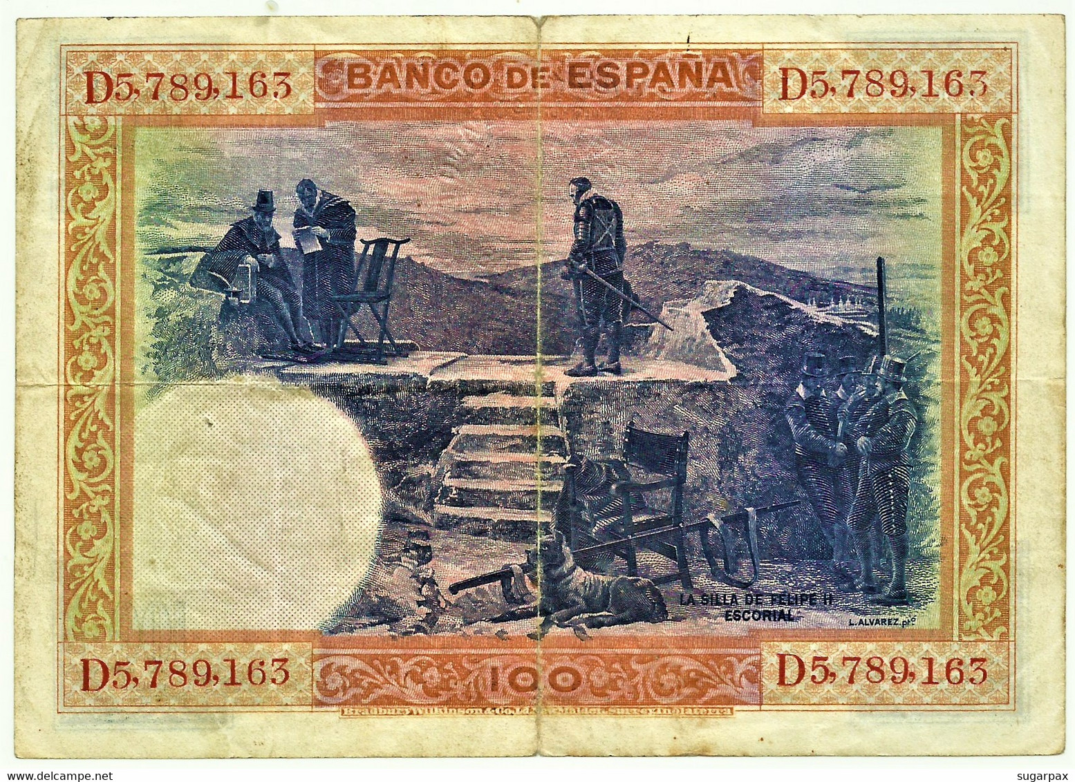 ESPAÑA - 100 Pesetas - ND 1936 ( Old Date - 01.07.1925 ) - Pick 69.c - Serie D - Filipe II - II Republica - 100 Peseten