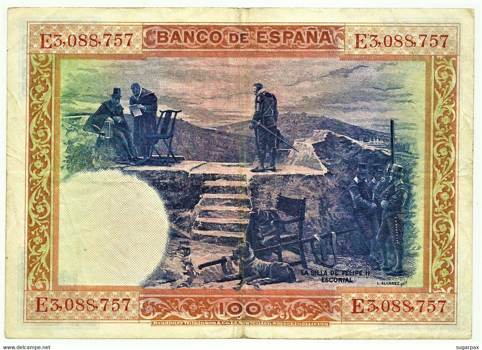 ESPAÑA - 100 Pesetas - ND 1936 ( Old Date - 01.07.1925 ) - Pick 69.c - Serie E - Filipe II - II Republica - 100 Pesetas