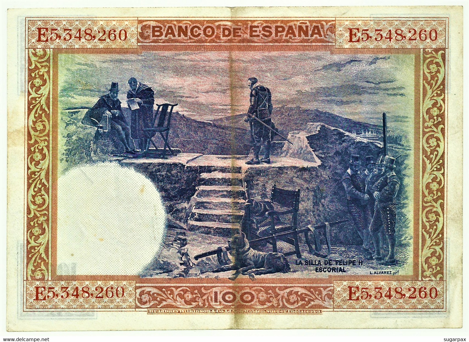 ESPAÑA - 100 Pesetas - ND 1936 ( Old Date - 01.07.1925 ) - Pick 69.c - Serie E - Filipe II - II Republica - 100 Peseten