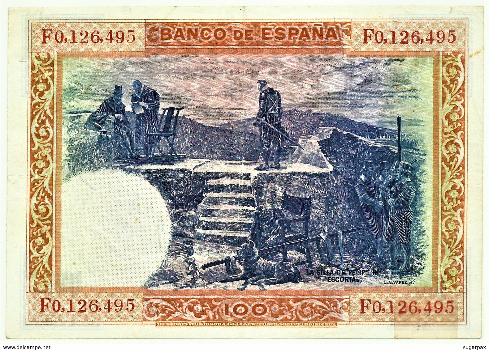 ESPAÑA - 100 Pesetas - ND 1936 ( Old Date - 01.07.1925 ) - Pick 69.c - Serie F - Filipe II - II Republica - 100 Peseten