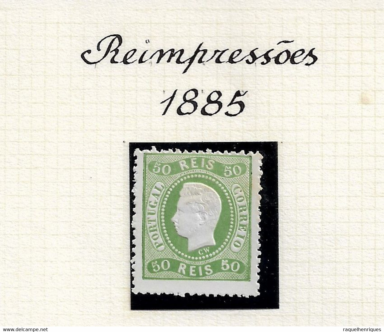 PORTUGAL - D.LUIS I FITA CURVA PERF:13½ REPRINT 50 REIS 1885 MH NG (STB14-115) - Ensayos & Reimpresiones