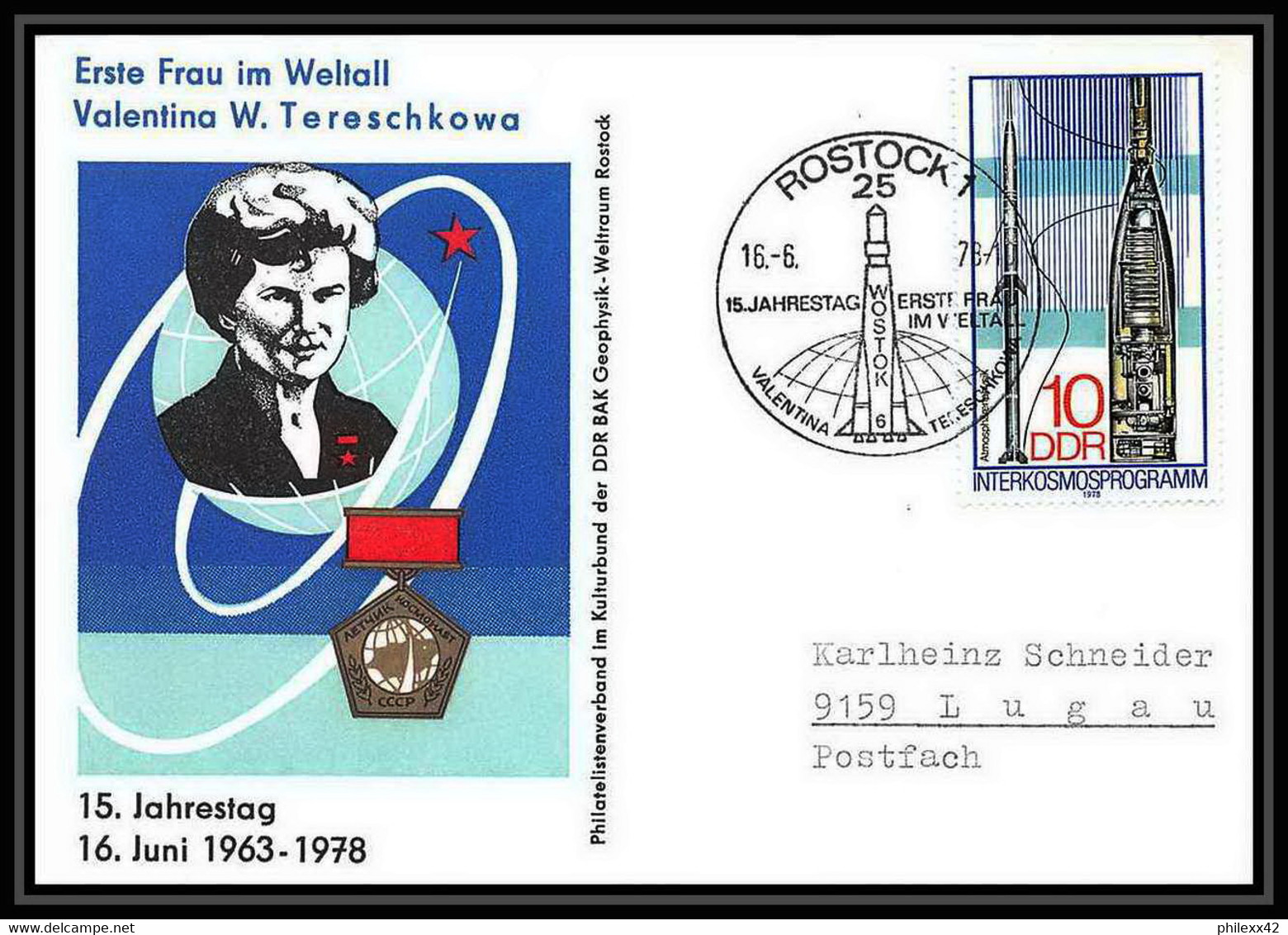 8094/ Espace (space Raumfahrt) Lettre (cover Briefe) 16/6/1978 Terechkova Vostok Allemagne (germany DDR) - Europe