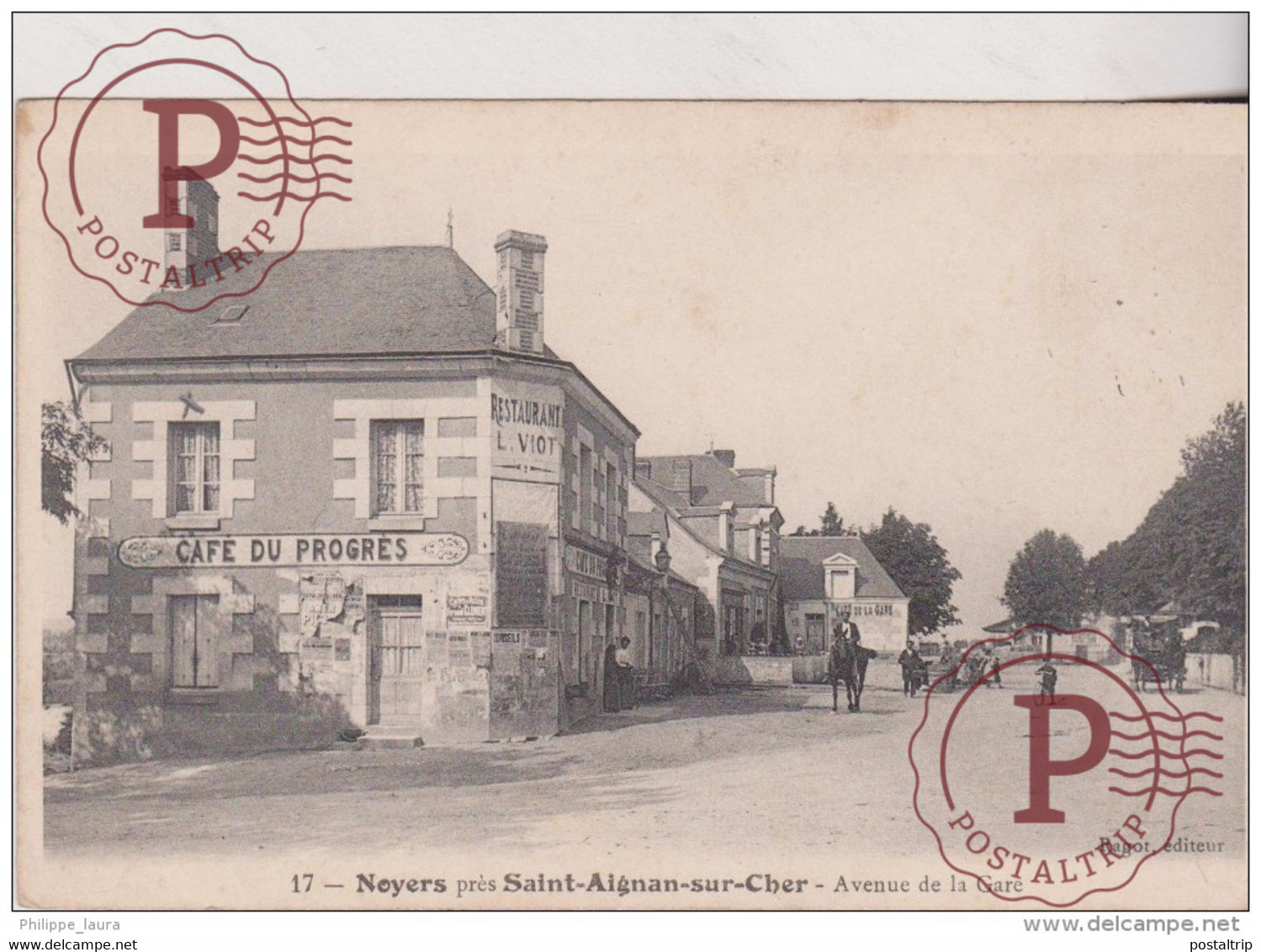 NOYERS Près De Saint-Aignan-sur-Cher - Avenue De La Gare - Café Du Progrès , Maison Viot    2 Scans - Noyers Sur Cher