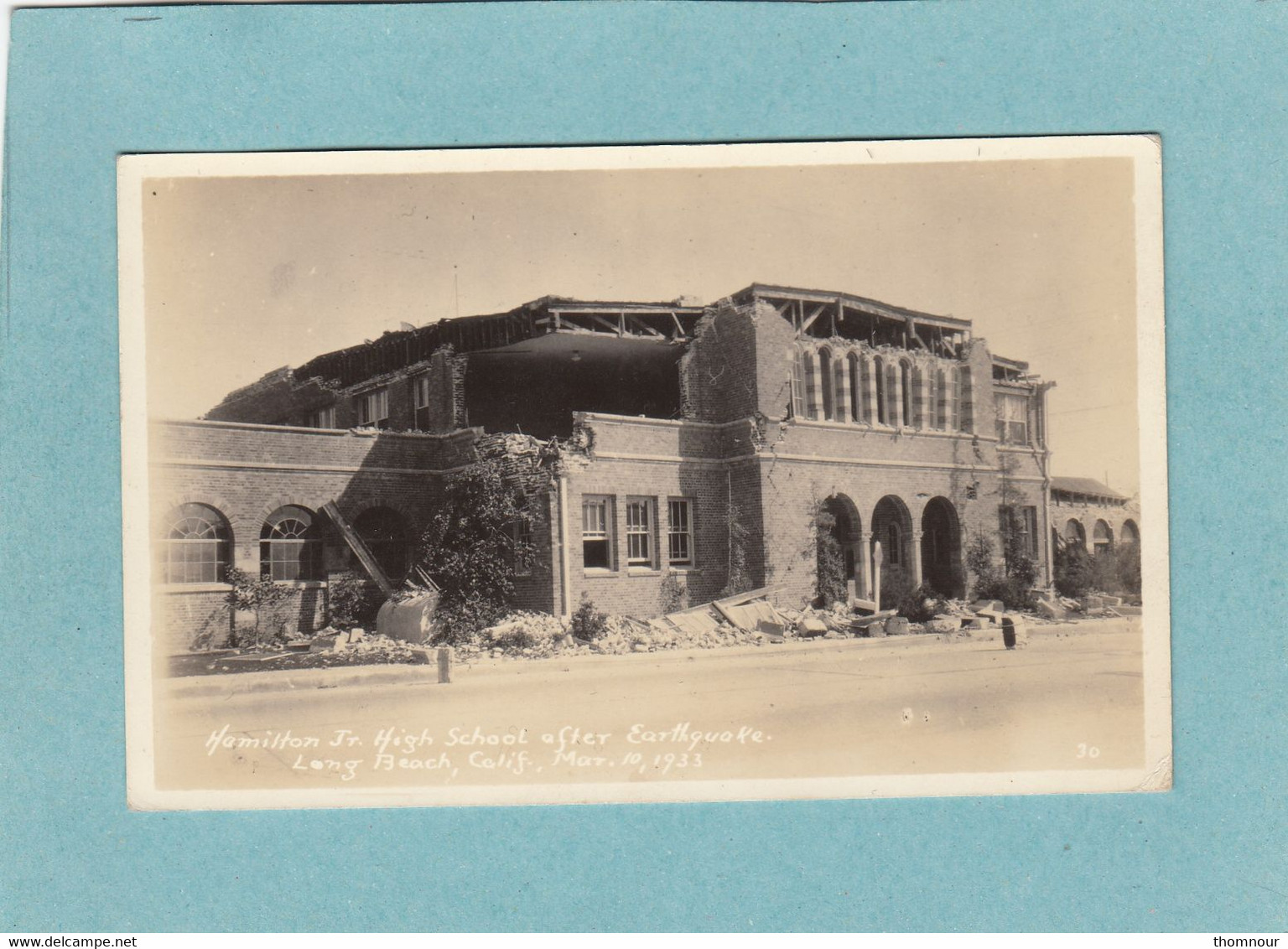 LONG  BEACH  -  HAMILTON Jr . HIGH  SCHOOL AFTER EARTHQUAKE  10 MAY 1933  - - Long Beach