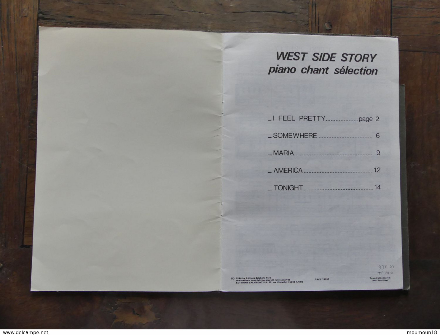 West Side Story 1986 Salabert Paroles Françaises - Compositori Di Commedie Musicali