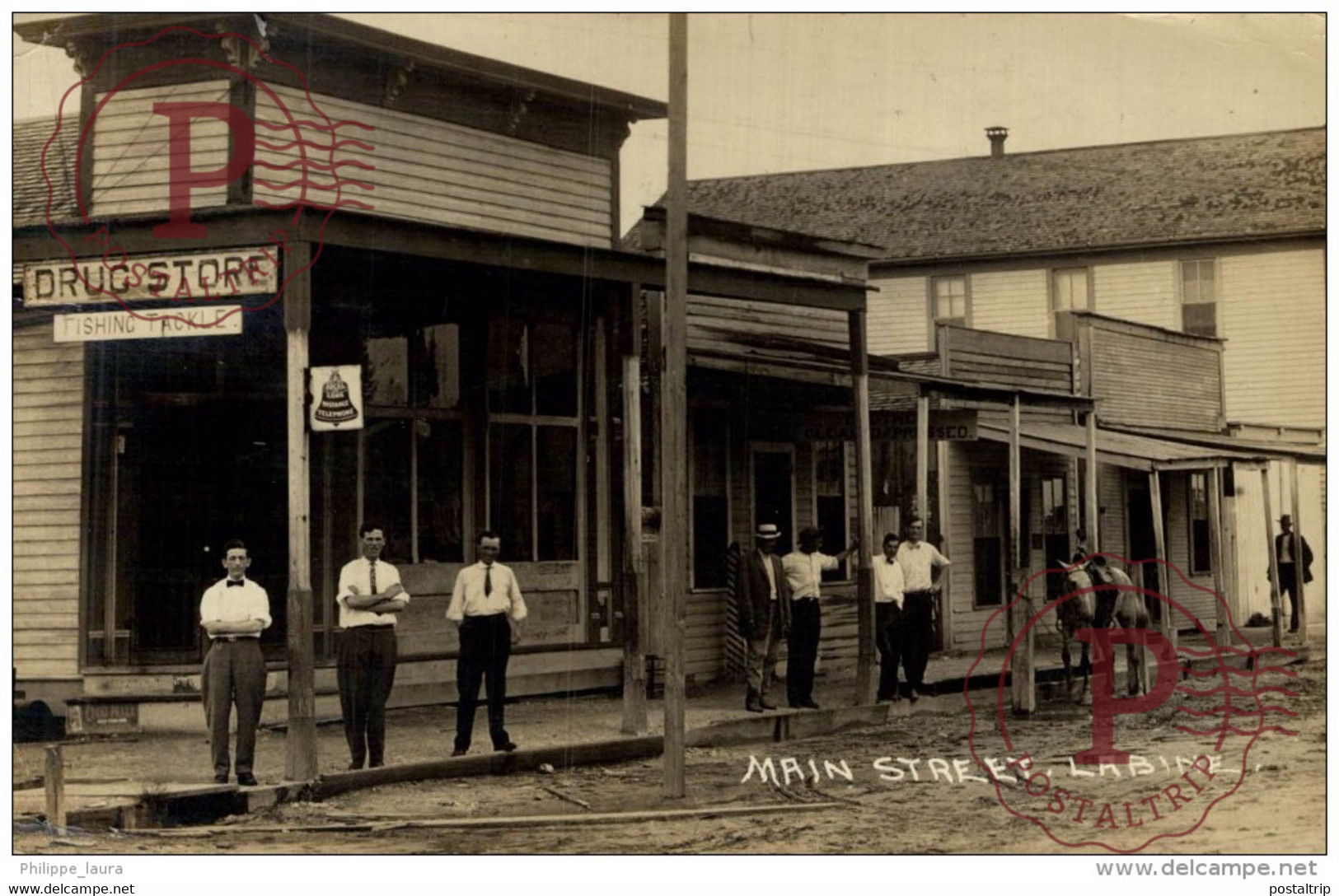 Main Street Labine Sabine Texas 1913 Stamp 1914 - Surinam