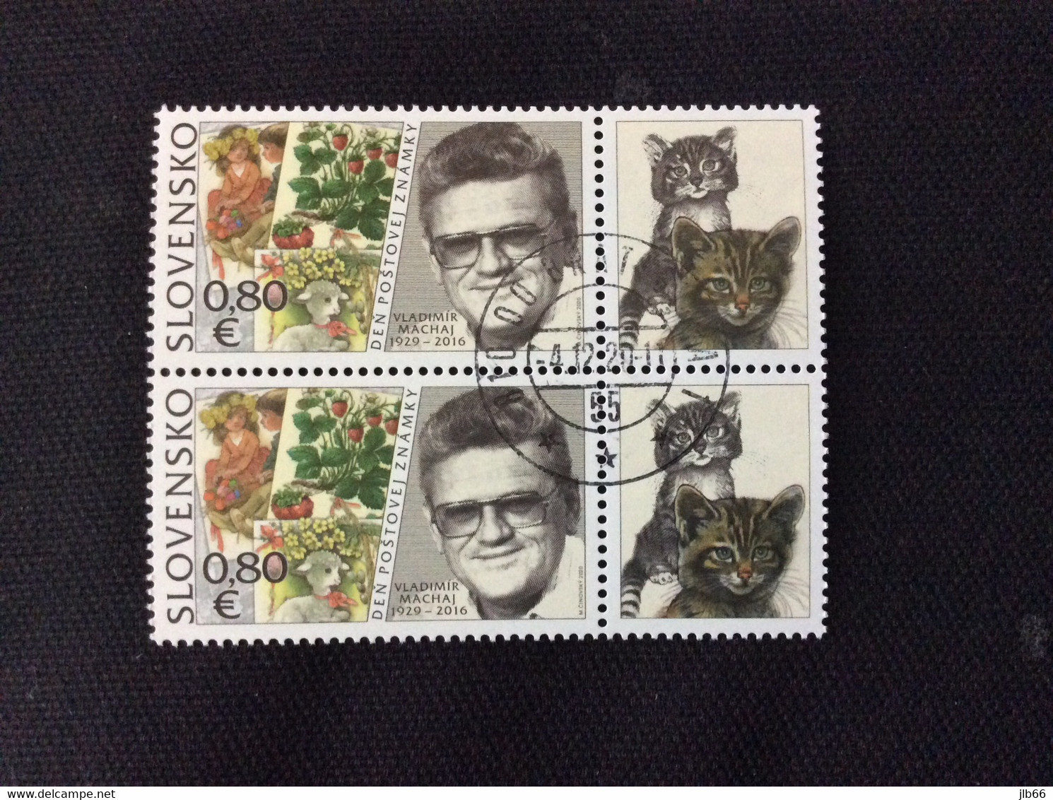 Po 729 / 2020 Paire Oblitérée Jour De La Poste Vladimir Machaj Graveur Tp Et Vignette Chat - Used Stamps