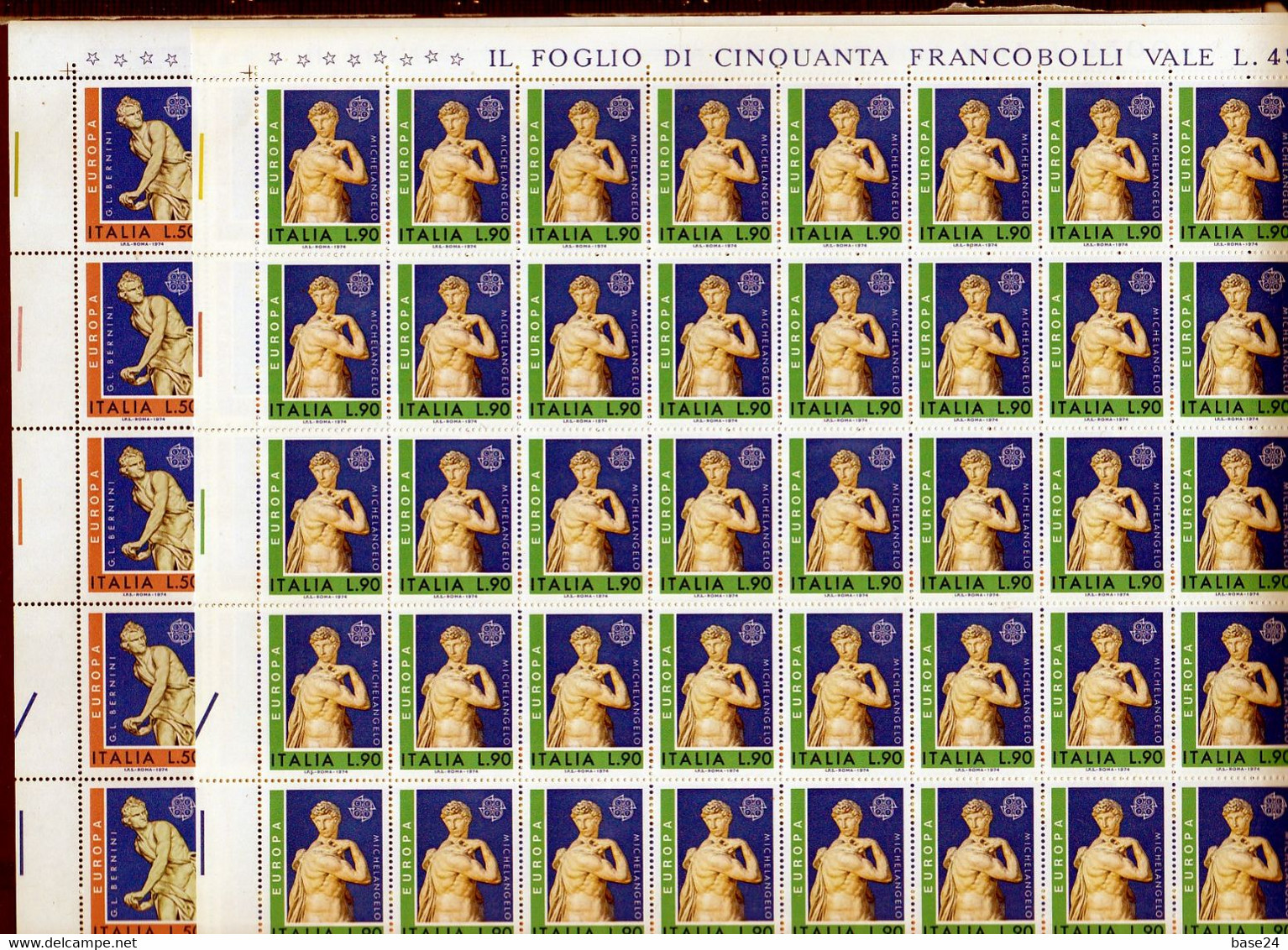 1974 Italia Italy Repubblica EUROPA CEPT  EUROPE 50 Serie Di 2v. Foglio MNH** Sheets - Hojas Completas