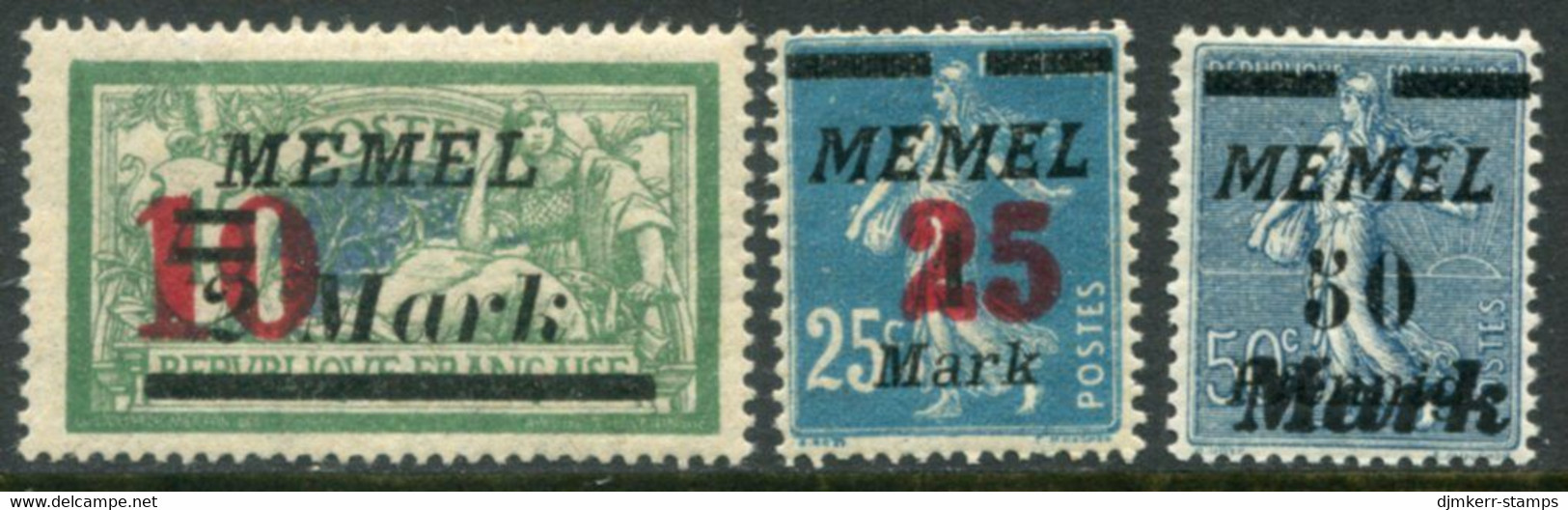 MEMEL  (Lithanian Occ.) 1923 Overprints On France LHM / *.  Michel 121-23 - Memel (Klaïpeda) 1923