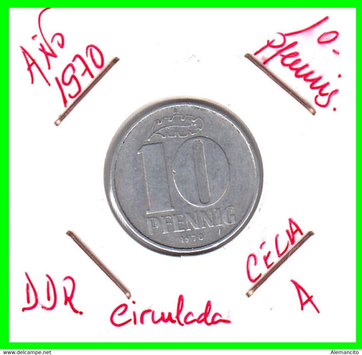 ( GERMANY ) AÑO 1970 REPUBLICA DEMOCRATICA DE ALEMANIA ( DDR ) MONEDAS DE 10 PFENNING  CECA-A - 10 Pfennig