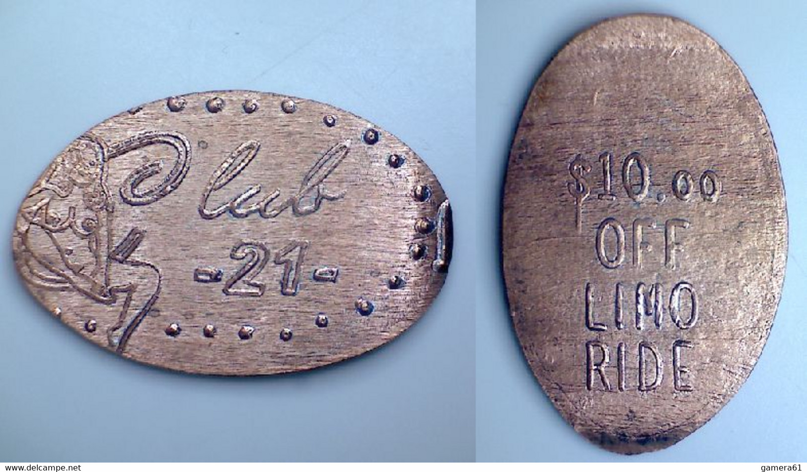 03521 GETTONE TOKEN JETON FICHA ELONGATED PENNNY EROTIC CLUB 21 LIMO RIDE LIMUSINE - Elongated Coins