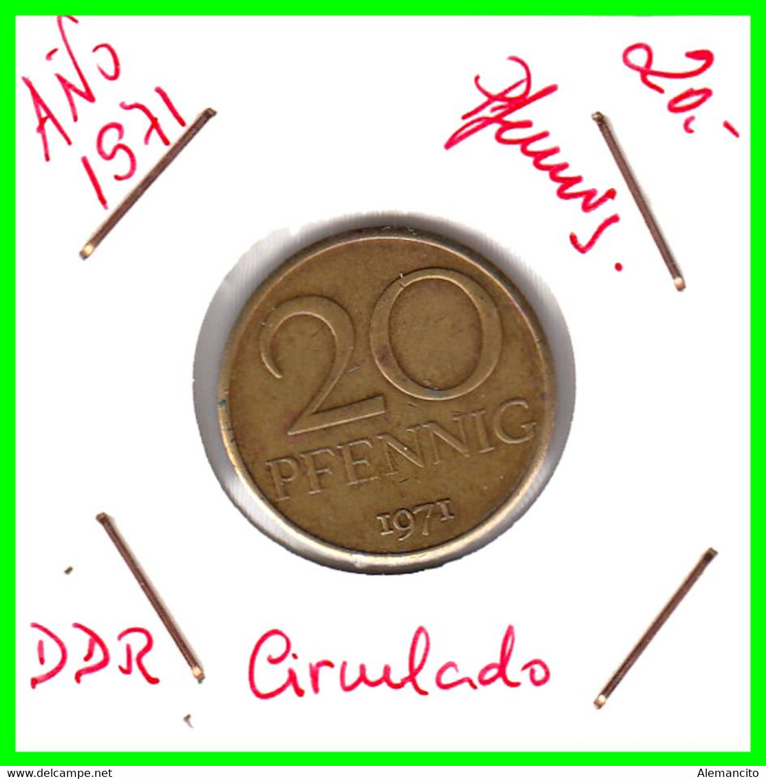 ( GERMANY ) AÑO 1971 REPUBLICA DEMOCRATICA DE ALEMANIA ( DDR ) MONEDAS DE 20 PFENNING - 20 Pfennig