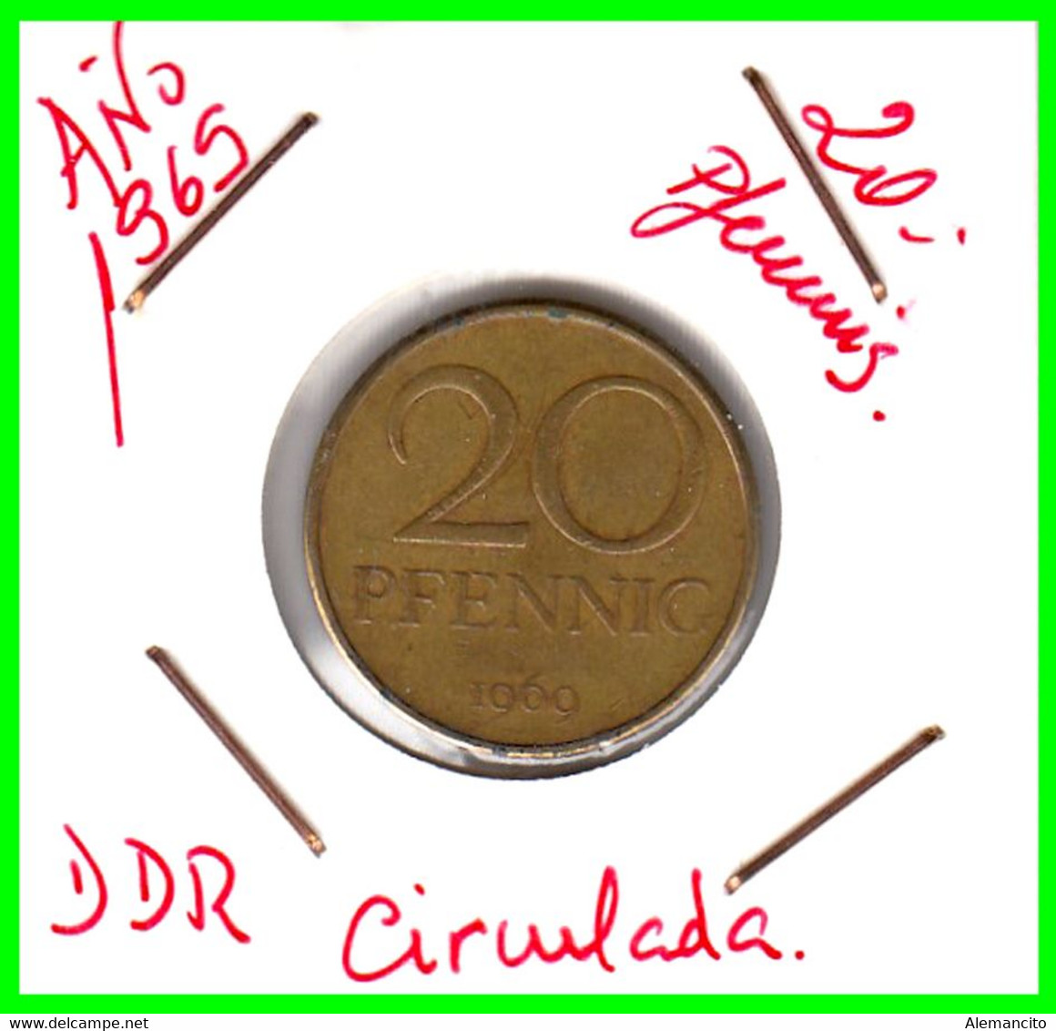 ( GERMANY ) AÑO 1969 REPUBLICA DEMOCRATICA DE ALEMANIA ( DDR ) MONEDAS DE 20 PFENNING - 20 Pfennig