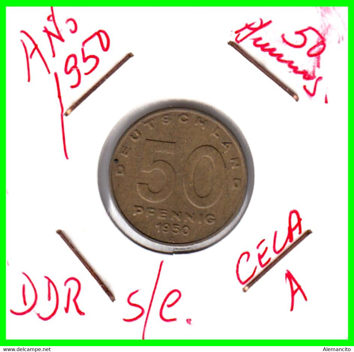 ( GERMANY ) AÑO 1950 REPUBLICA DEMOCRATICA DE ALEMANIA ( DDR ) MONEDAS DE 50 PFENNING ALUMINIO -BRONCE DE 20 mm. - 50 Pfennig