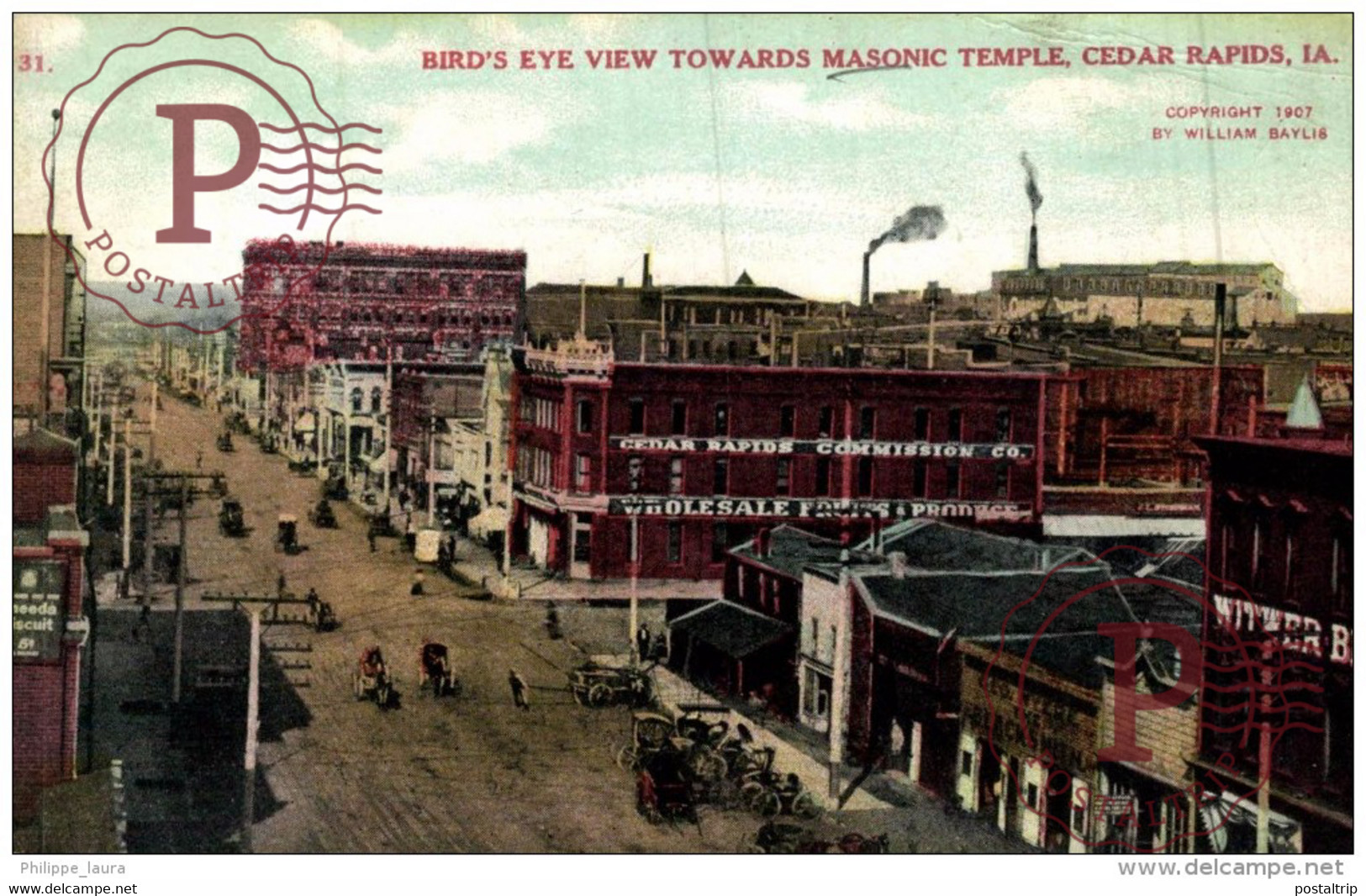 Bird's Eye View Towards Masonic Temple, Cedar Rapids, Iowa - Cedar Rapids