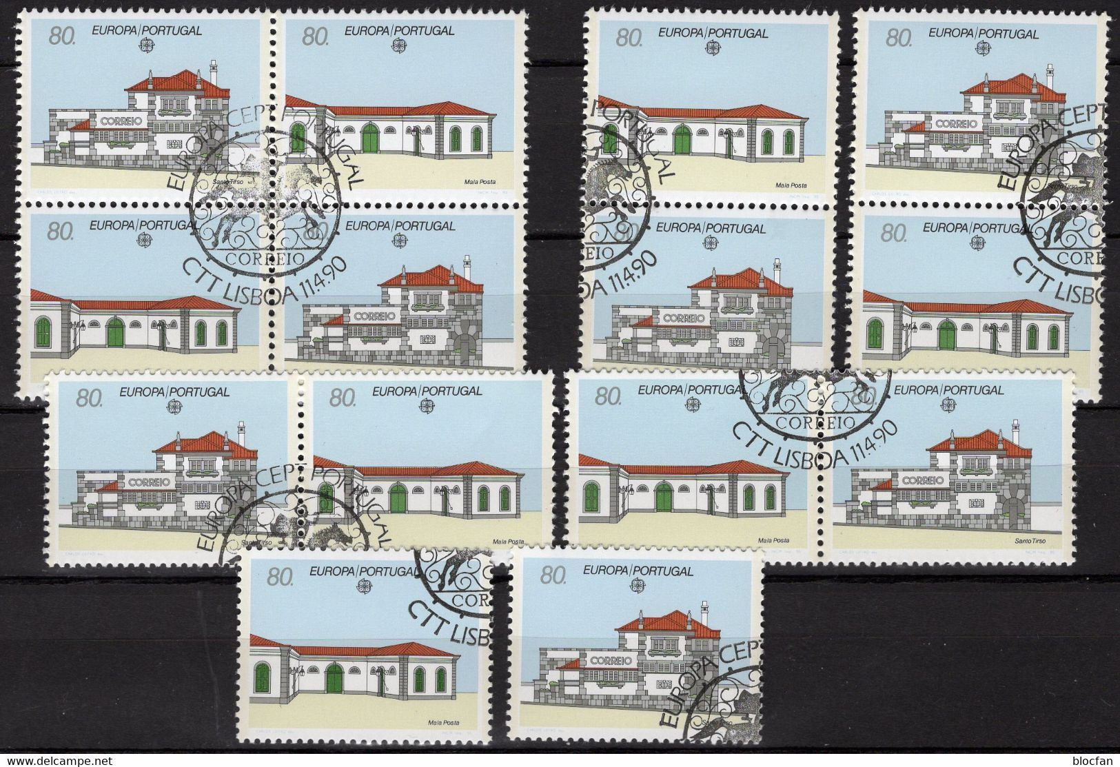 EUROPA Post Tirso 1990 Portugal 1822/3,4x ZD+VB O 34€ Postkutschen-Station Hoja Bloque Sheet Bloc S/s Se-tenants Bf CEPT - Sammlungen