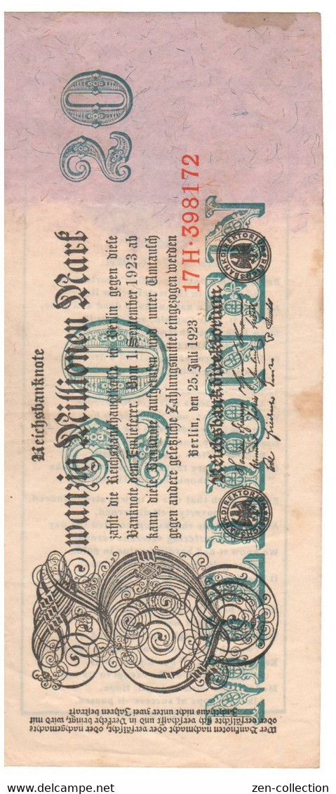 Confederate Poem CSA Civil War Stonewall Jackson Propaganda FANTASY Ovpt On Genuine 20M Mark 1923 Banknote VF - Confederate (1861-1864)