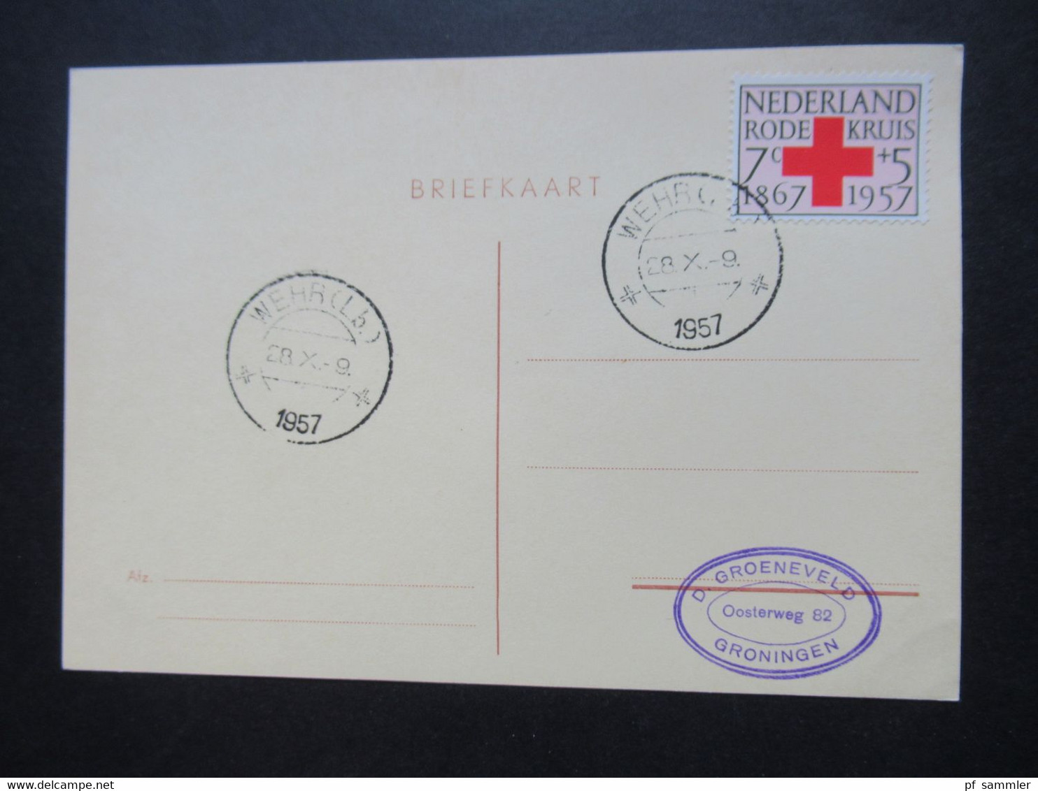 Niederlande 1957 Rotes Kreuz Nr. 700 (1) Und 701 (4) Auf Blanko Postkarten Mit Verschiedenen Tagesstempeln - Covers & Documents