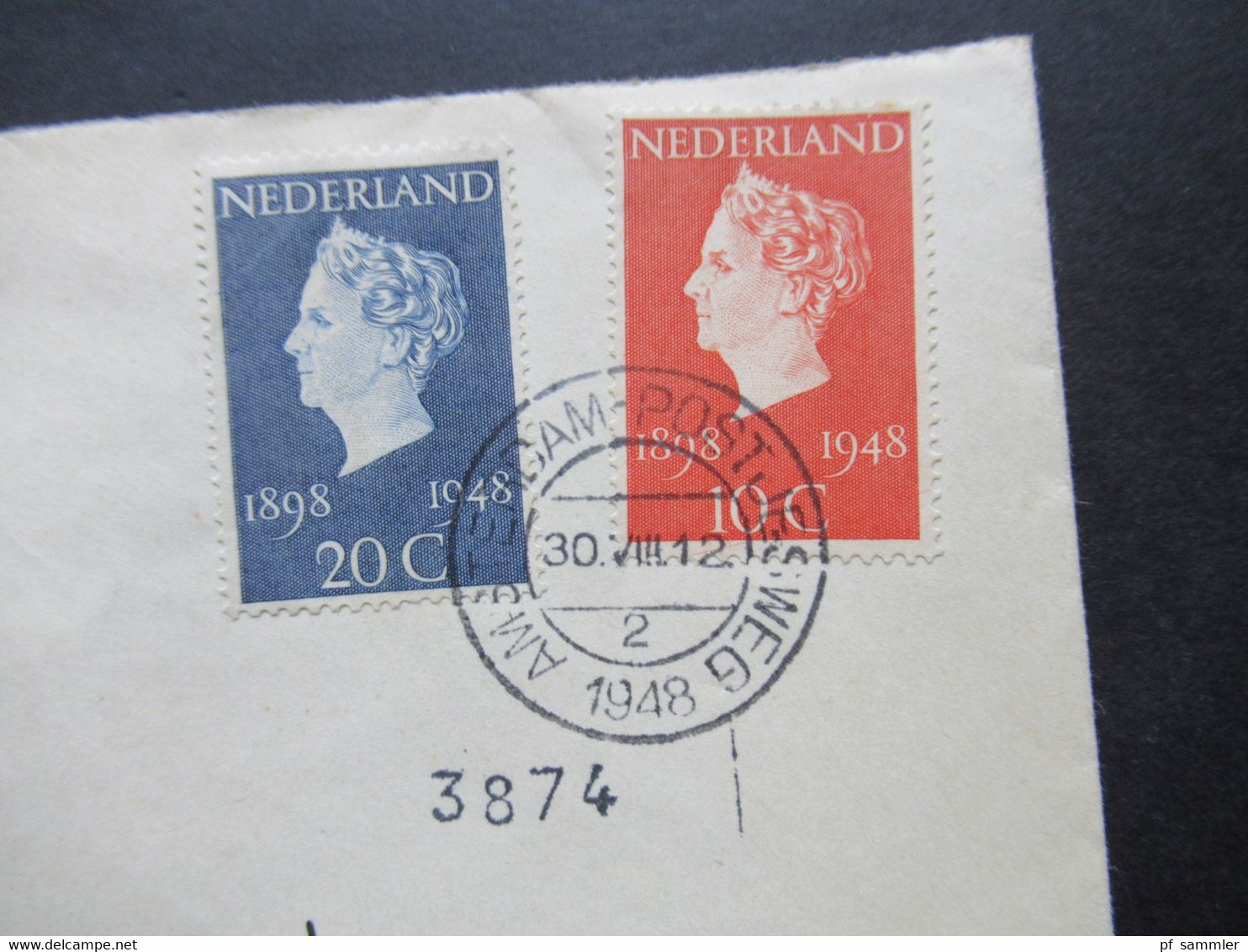 Niederlande 1948 Königin Wilhelmina Nr.507 / 508 Einschreiben Amsterdam Postjesweg Asd. Po. 131 FDC / Ersttagsbrief - Briefe U. Dokumente