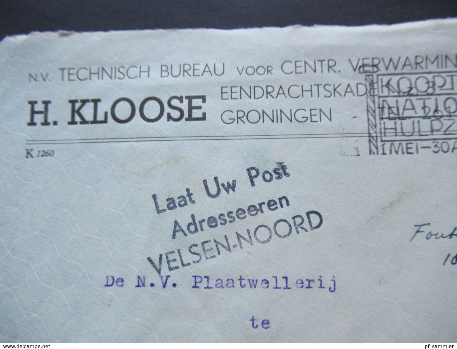 Niederlande 1940 Verwendet 1946 Königin Wilhelmina Nr.342 EF Nebenstempel L3 Laat Uw Post Adresseeren Velsen - Noord - Lettres & Documents