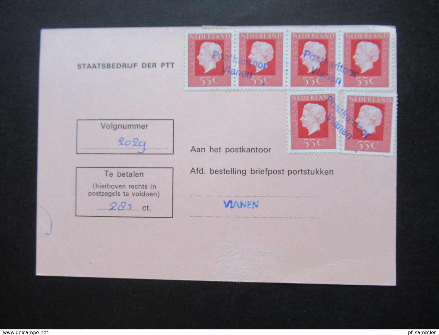 Niederlande 1970er Jahre Staatsbedrijf Der PTT Nachnahme PK Mit 6 Marken Und Stempel L2 Postkantoor Vianen - Storia Postale