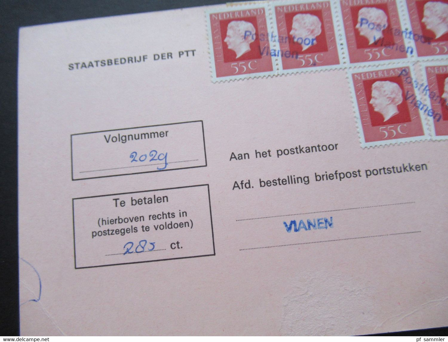 Niederlande 1970er Jahre Staatsbedrijf Der PTT Nachnahme PK Mit 6 Marken Und Stempel L2 Postkantoor Vianen - Briefe U. Dokumente