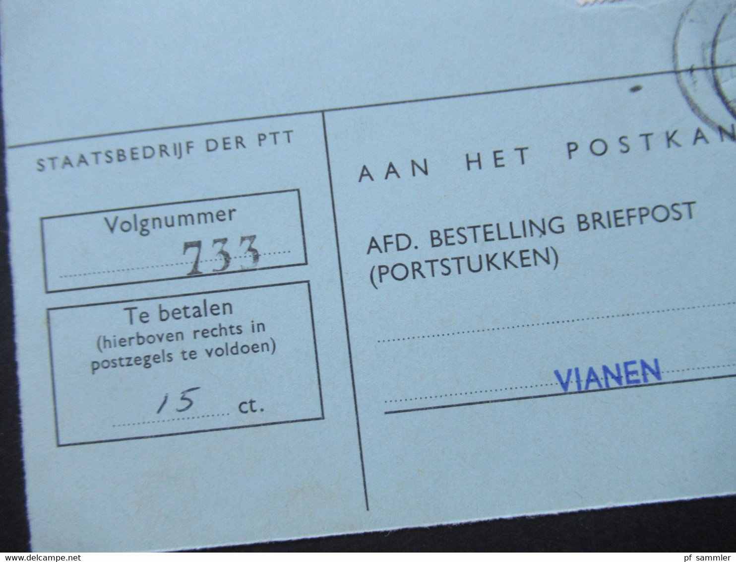 Niederlande 1976 Staatsbedrijf Der PTT Nachnahme PK Mit 3 Marken Und Stempel L2 Postkantoor Vianen - Briefe U. Dokumente