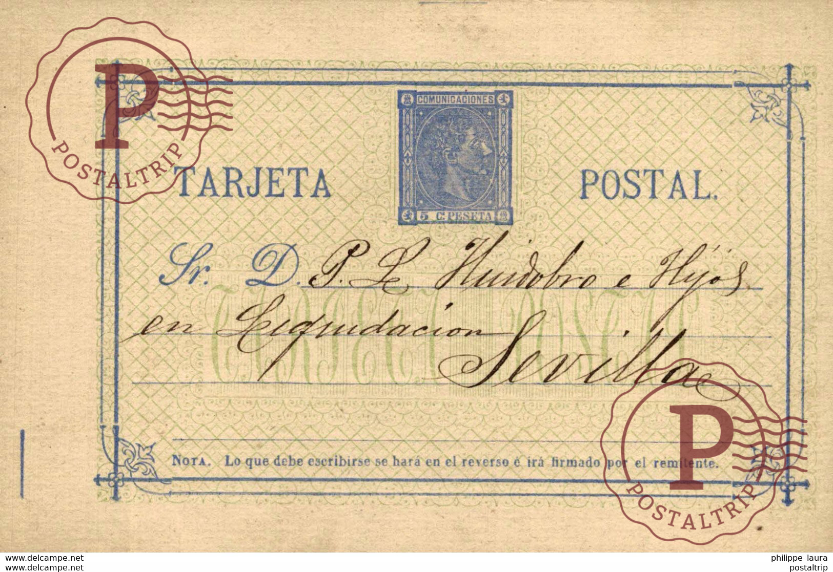 TARJETA POSTAL GUAREÑA 1876 ESCRITA A SEVILLA - Badajoz