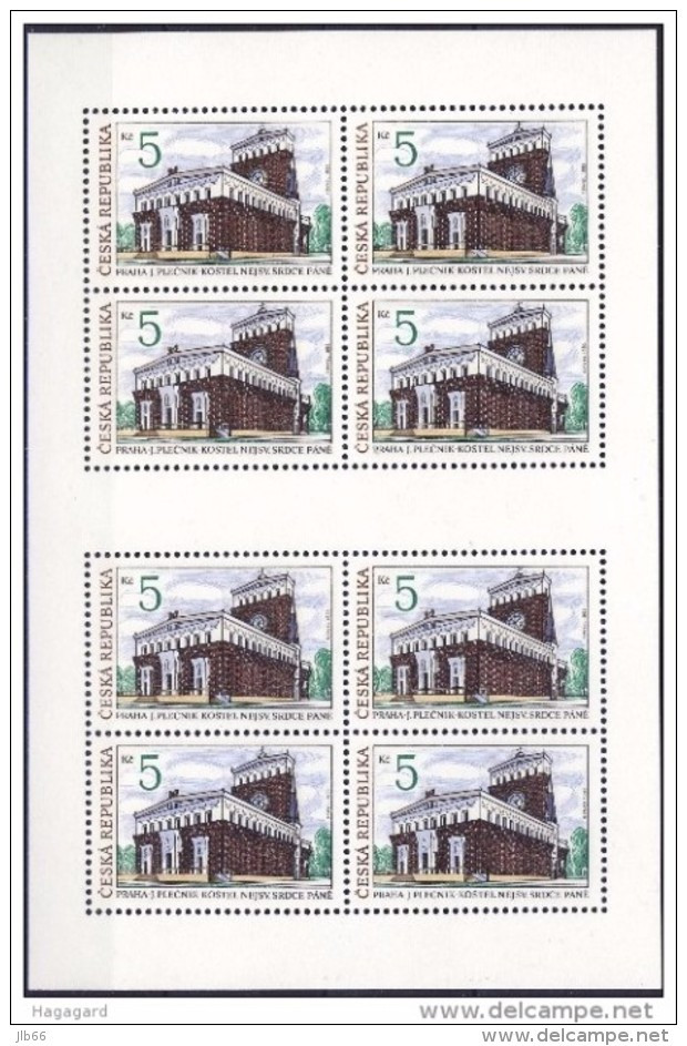 1993 Bloc-feuillet De 8 Timbres Eglise Du Sacré Cœur De Prague YT 6 - Blocks & Sheetlets