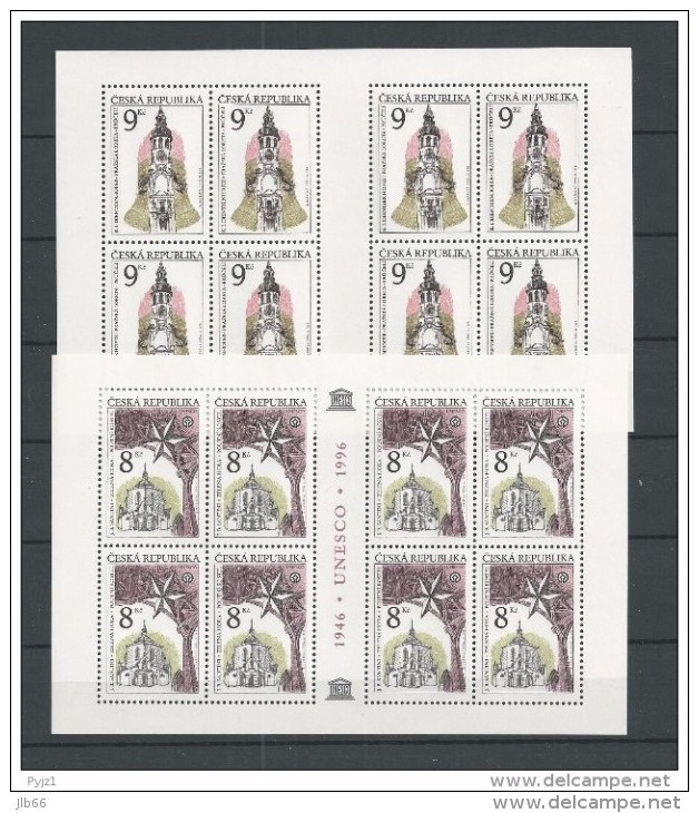 1996  Monuments 2 Petites Feuilles De 8 Timbres UNESCO Eglise St Jean Népomucène Et Lorette YT 117/118 - Blocs-feuillets