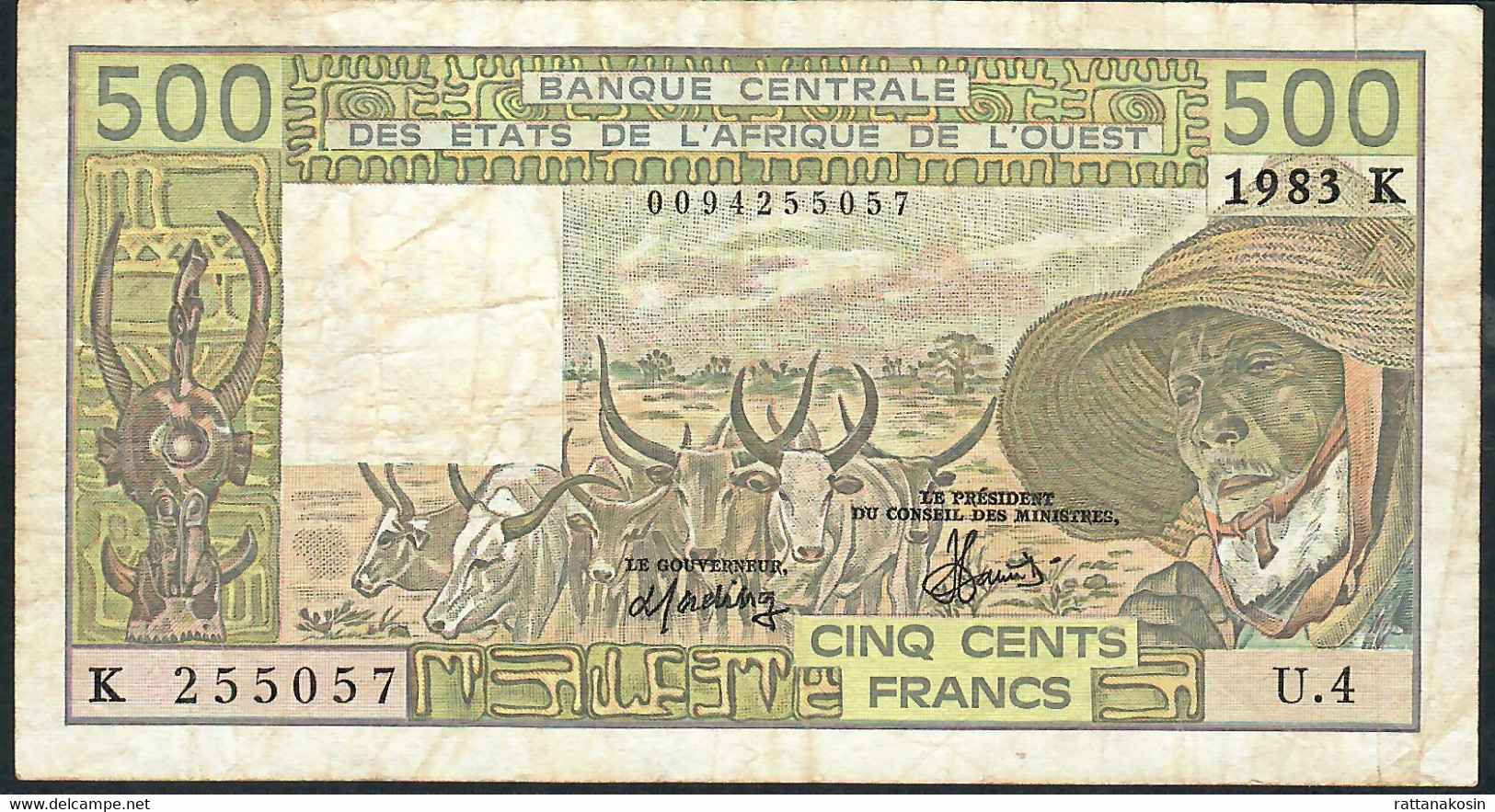 W.A.S. SENEGAL P706Ke 500 FRANCS 1983  VF   NO P.h. - Stati Dell'Africa Occidentale