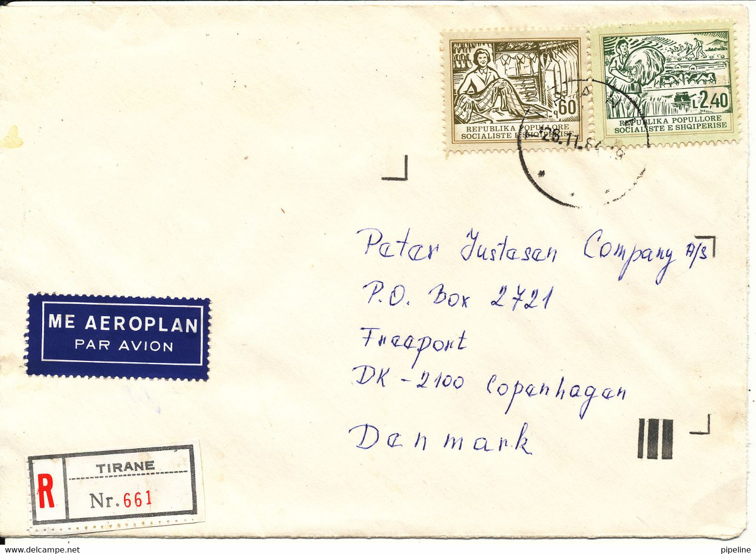 Albania Registered Cover Sent Air Mail To Denmark 26-11-1984 Topic Stamps Sent From The Embassy Of Czechoslovakia Tirana - Albania