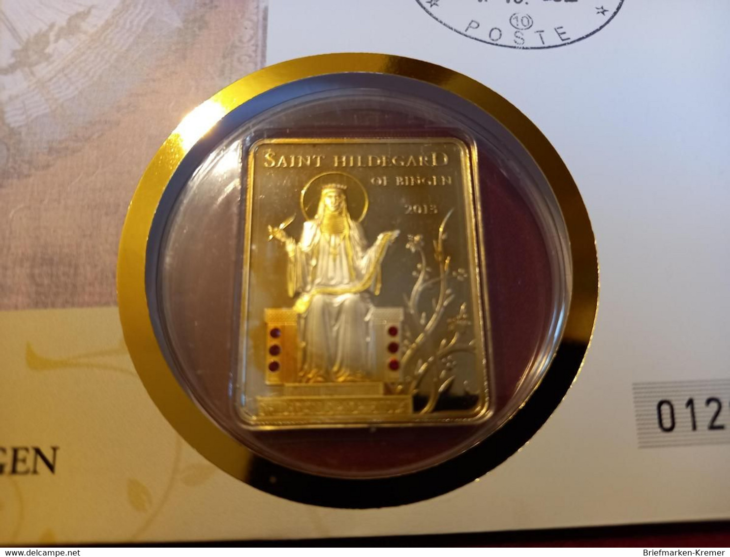 Cook Islands - 5 Dollars Silbermünze Mit Swarovski Kristallen + Gold Applikation / Hildegard Von Bingen / Numisbrief - Otros – Oceanía