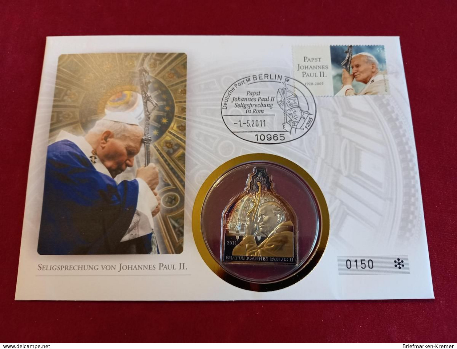 Cook Islands - 5 Dollars Silbermünze Mit Swarovski Kristallen + Gold Applikation / Seligsprechung Joh. Paul / Numisbrief - Autres – Océanie