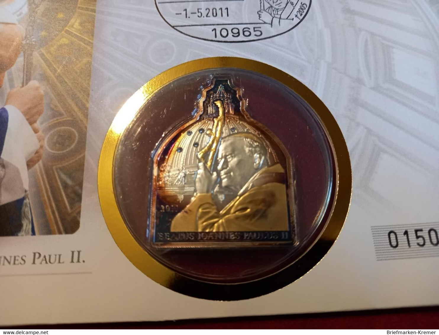Cook Islands - 5 Dollars Silbermünze Mit Swarovski Kristallen + Gold Applikation / Seligsprechung Joh. Paul / Numisbrief - Autres – Océanie