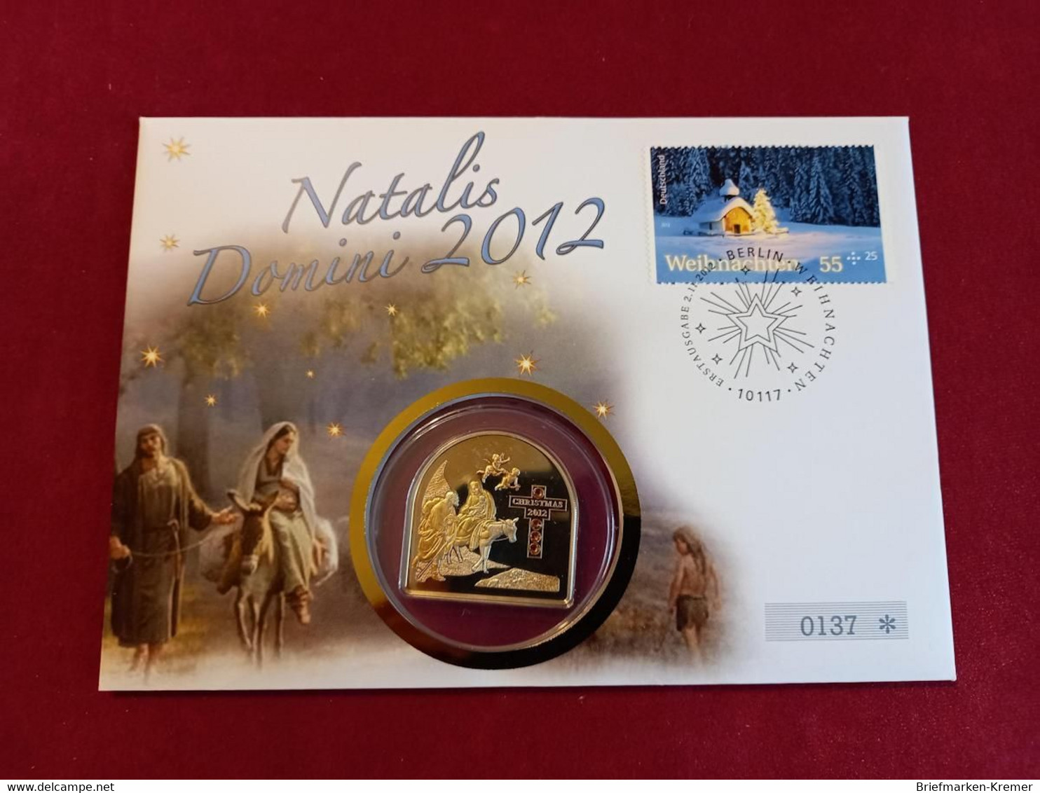 Cook Islands - 5 Dollars Silbermünze Mit Swarovski Kristallen + Gold Applikation / Weihnachten 2012 / Numisbrief - Andere - Oceanië