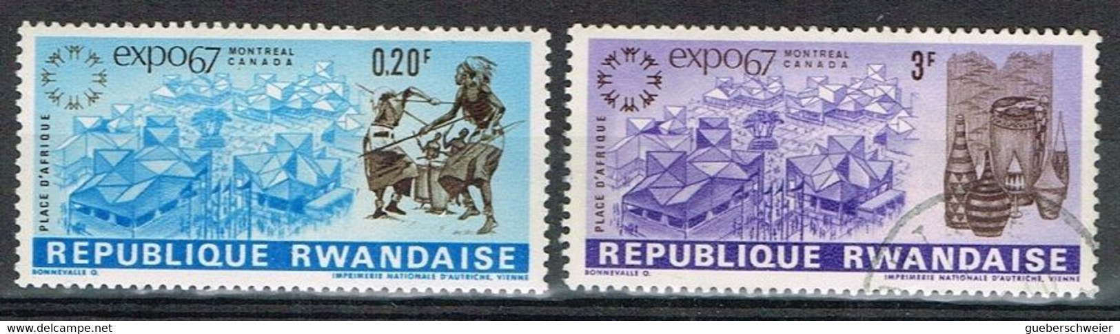 RD 4 - RUANDA 2 Val. Obl. EXPO 67 - Gebruikt