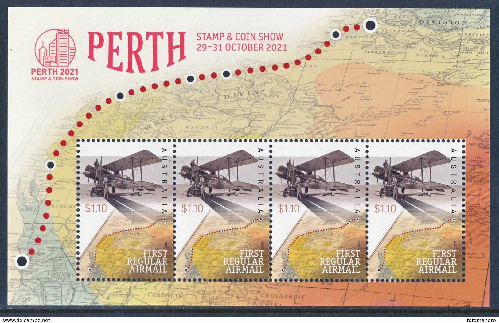 AUSTRALIA 2021 - FIRST REGULAR AIRMAIL PERTH SHOW MINISHEET** - Unused Stamps