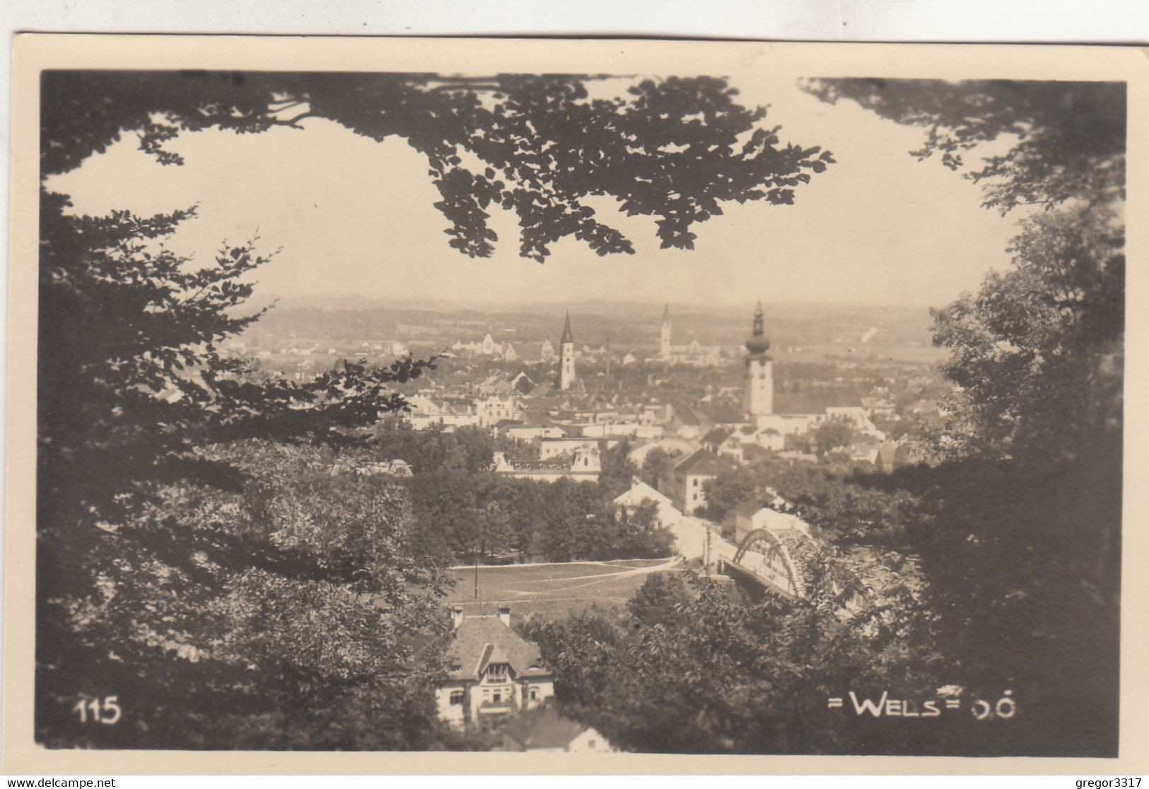 A7828) WELS - OÖ - Haus DETAILS Mit Blick Auf Kirchen Und Stadt Mit Brücke ALT ! 1949 - Wels