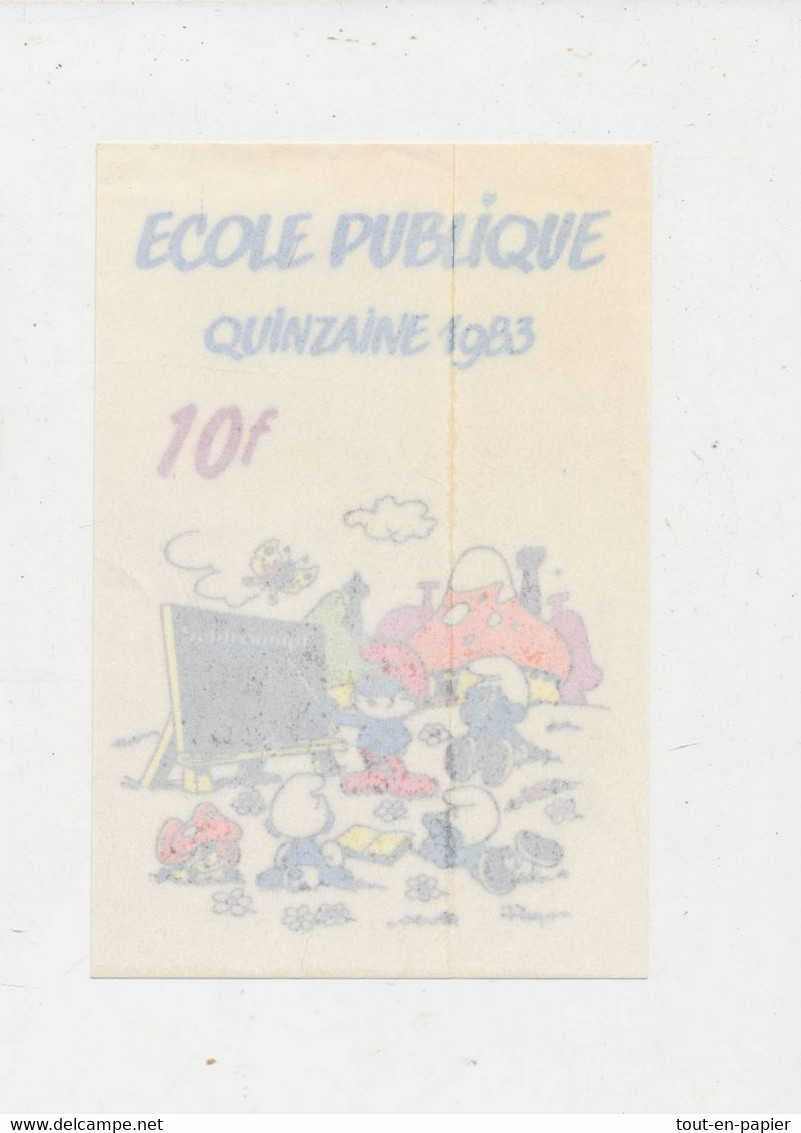 SCHTROUMPF AUTOCOLLANT - B.D. -  PEYO - ECOLE PUBLIQUE - QUINZAINE 1983 - Zelfklevers
