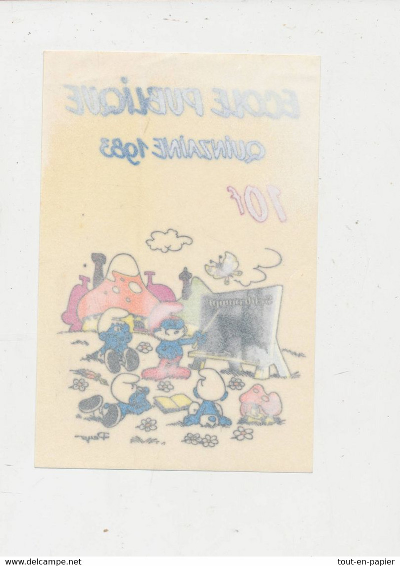 SCHTROUMPF AUTOCOLLANT - B.D. -  PEYO - ECOLE PUBLIQUE - QUINZAINE 1983 - Autocollants